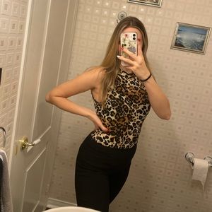 Leopard Print Bodysuit with Snap Closure